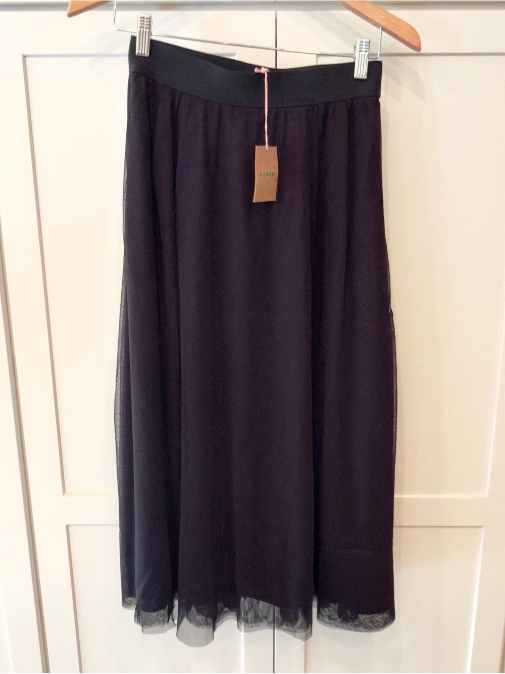 Boden Black Maxi Skirt Sheer Mesh Overlay Size 6 NWT